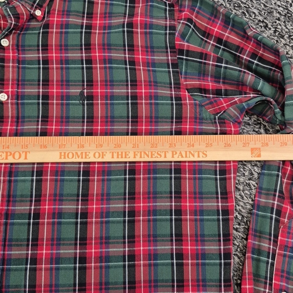 Ralph Lauren Button Down Long Sleeve Blake Mens Large Plaid Red Green - Picture 5 of 7